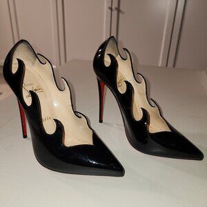 Christian Louboutin Black leather Olavague flame pumps